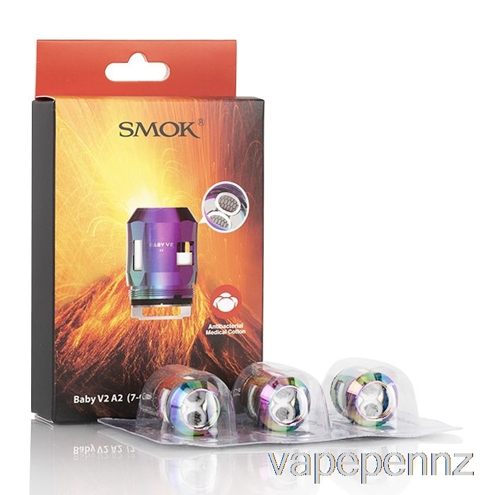 SMOK TFV8 Baby V2 Replacement Coils 0.2ohm Baby V2 A2 Dual Coils (Rainbow) VAPE NZ